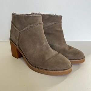 UGG Kasen Suede Ankle Boots Grey Fur Lined Women's Size 7.5